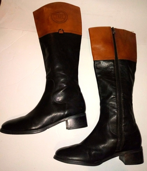 Etienne Aigner brown and black riding boots - Picture 12 of 16